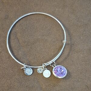 Alex & Ani Silver Charm Bracelet - Purple Crystal Charm